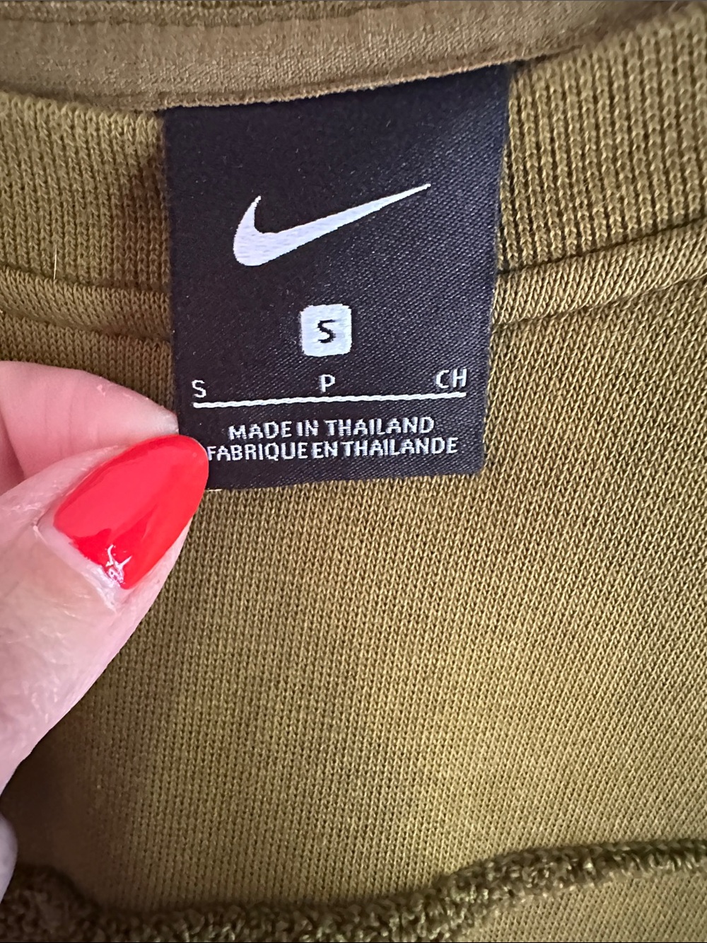 Nike Olive Green Cropped Crewneck Sweatshirt with Embroidered Swoosh - Picture 3 of 4